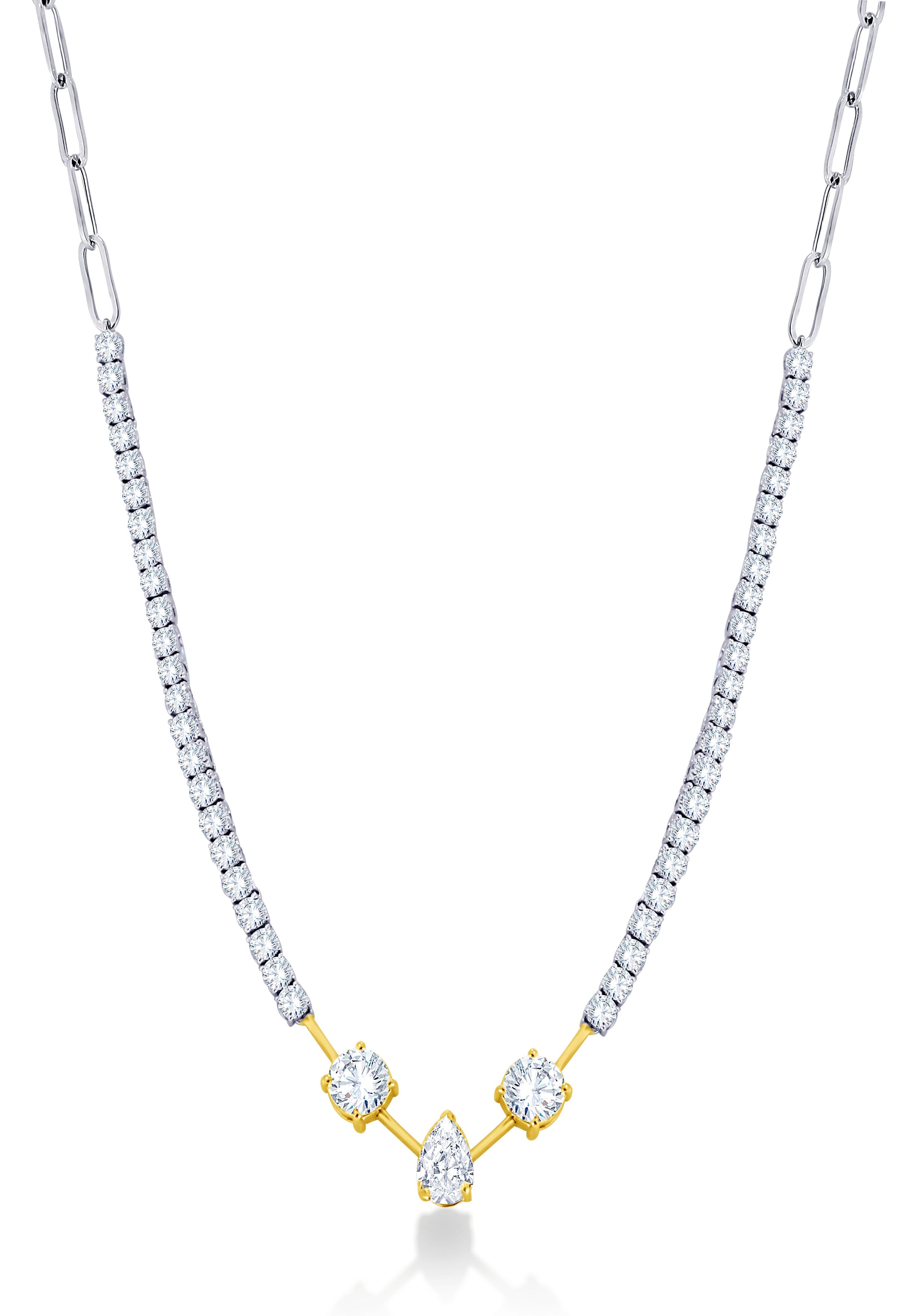 5.48 CTW Lab Grown Diamond Pear Drop Necklace in 14K Two-Tone Gold