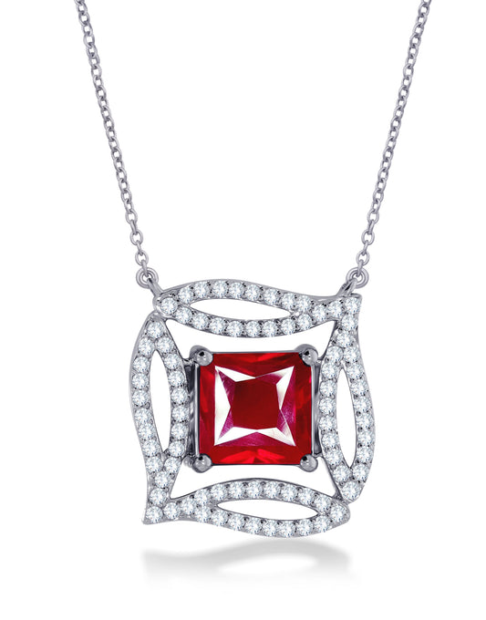14K White Gold Princess Cut Lab-Grown Diamond & Ruby Pendant – 4.84 CT, fine jewellery by Luster d'Anvers, Antwerp