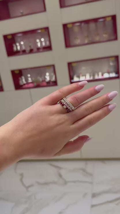 14K White Gold Round Cut Lab-Grown Diamond & Ruby Ring – 5.74 CT