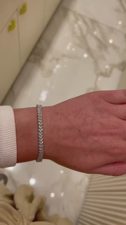 10K White Gold Round Cut Lab-Grown Diamond Bracelet – 4.63 CT