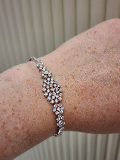 10K White Gold Round Cut Lab-Grown Diamond Bracelet – 2.52 CT